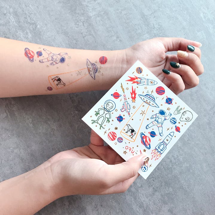 Tatouages Temporaire pour Enfants Tattoos Enfants de Fête d'anniversaire Cadeau 10 Feuilles Tatouage Ephemere de Espacer,Tatouages Ephémères Étanche pour Fille Garçons Espacer 
